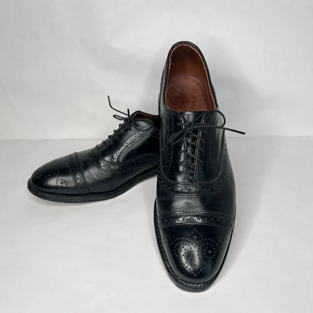 Allen Edmonds Strand Men's Black Leather Cap Toe Oxfords Sz 10.5 Made In USA